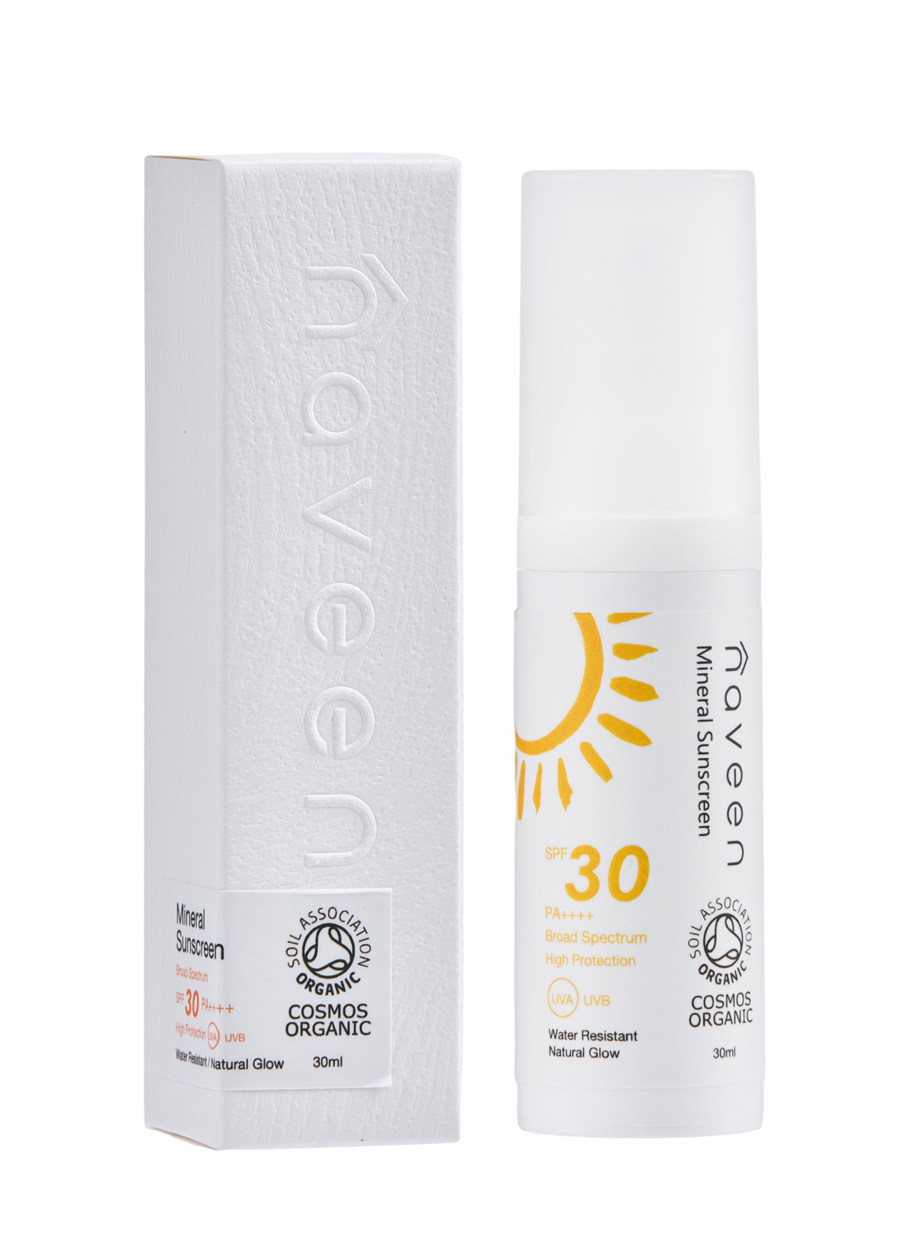 Naveen - Mineral Sunscreen SPF30 (Natural Glow) 30ml (Luomusertifioitu & Vegaaninen)